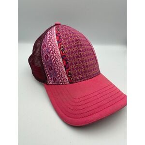 PrAna La Viva Trucker Hat Baseball Cap Adjustable Snapback Patchwork Pink